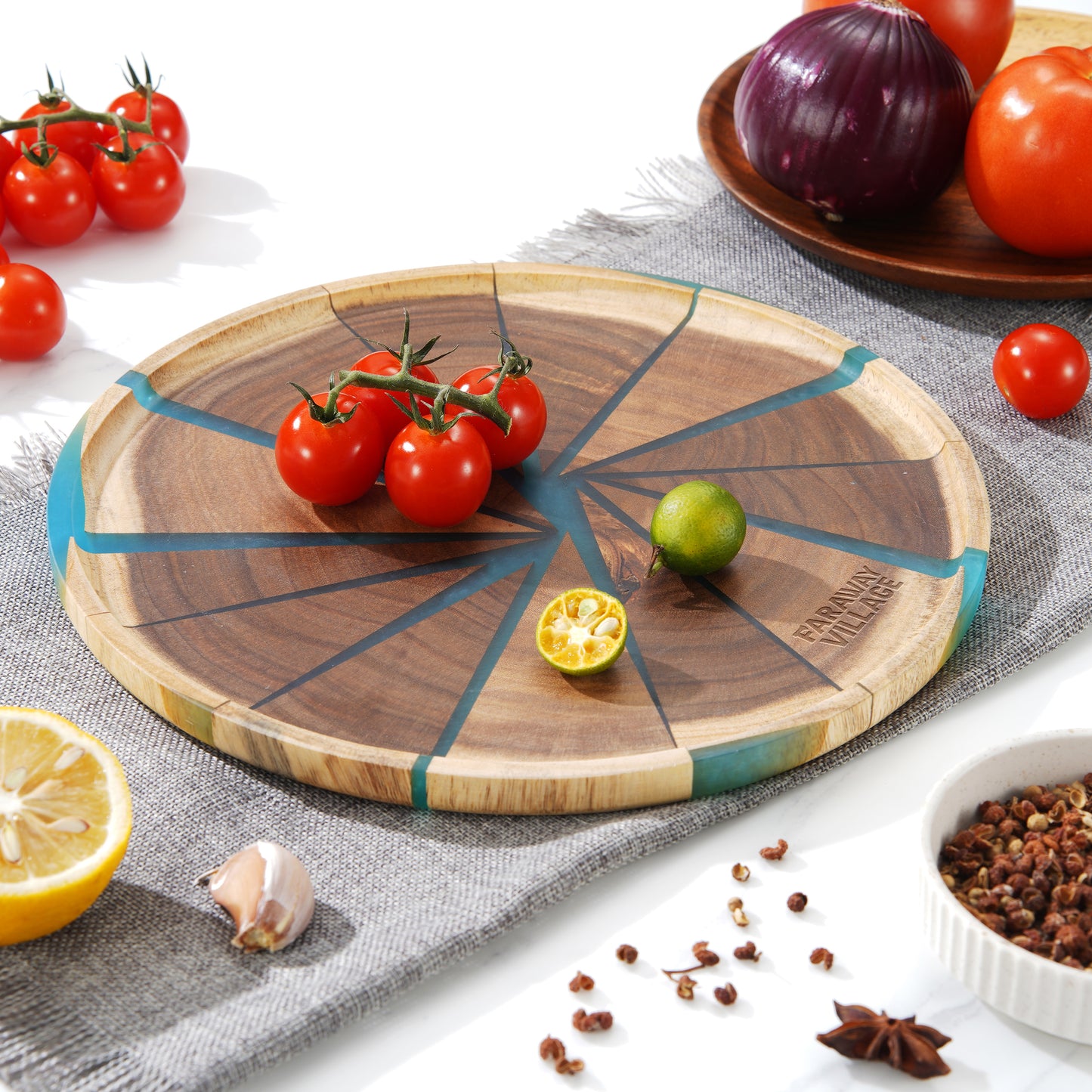 Aqua Burst Wooden Cutting Board