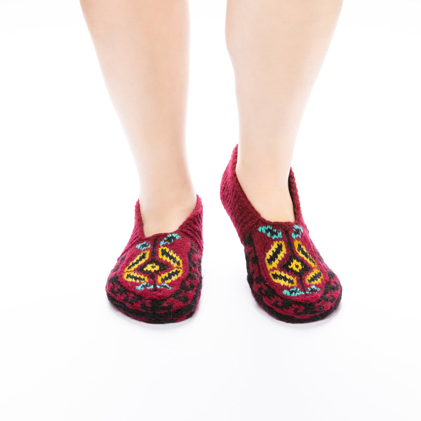 Handmade Socks Dark-Red Dandelion