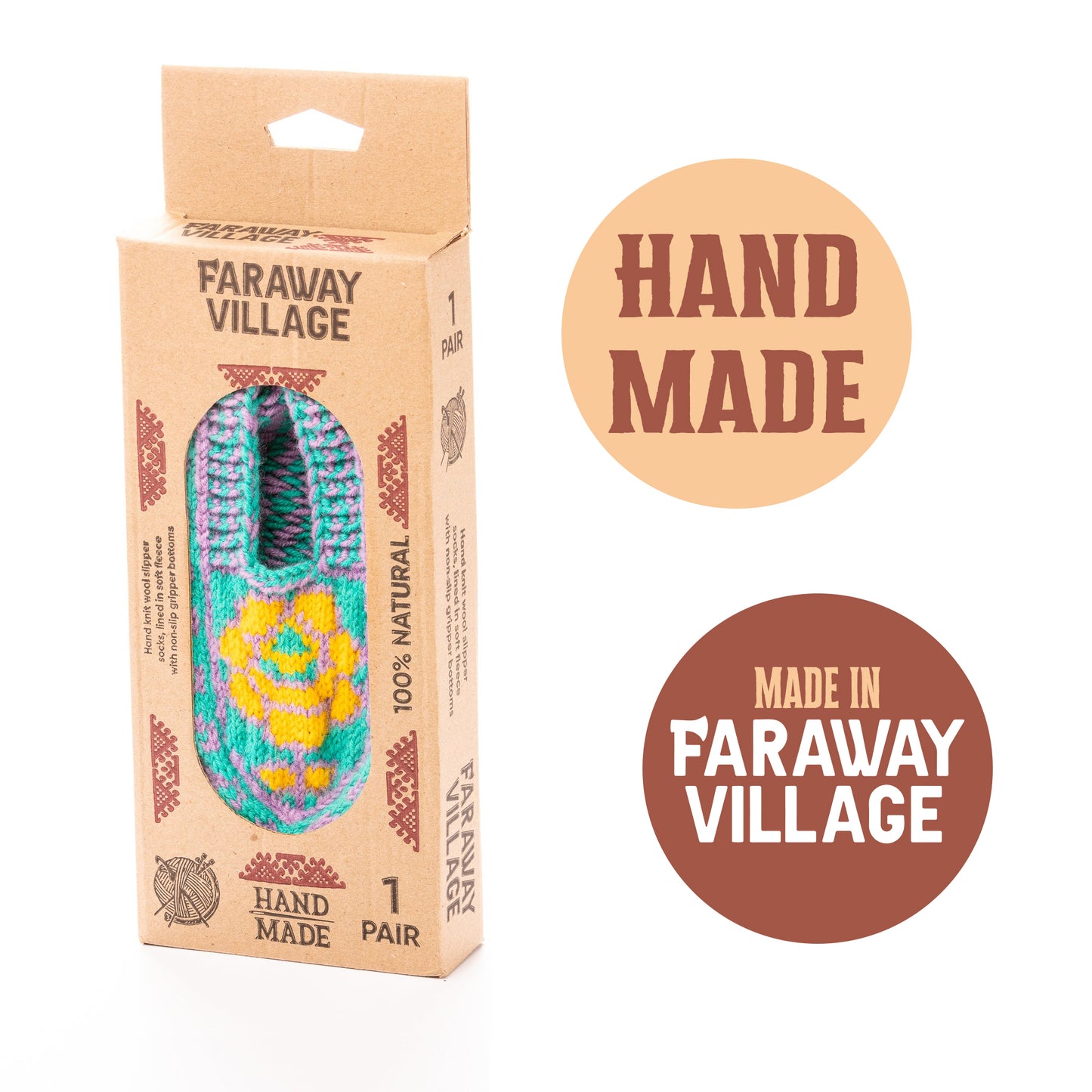 Handmade Socks Turquoise Yellow Tulip