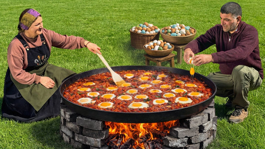 Azerbaijani Tea Marbled Pickled Eggs, Stuffed Mince Spheres, Traditional Shakshuka