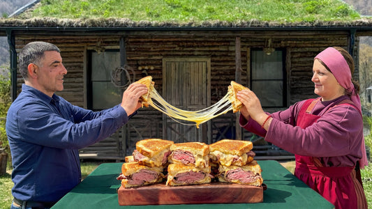 Caucasian Mountain Steak Sandwich & Crispy Potato Pancakes