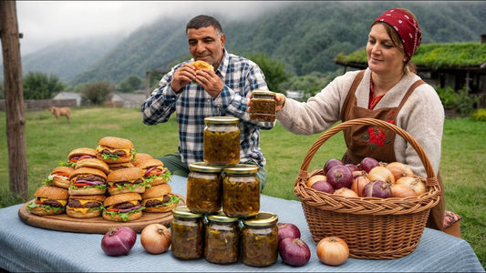 Traditional Azerbaijani Mountain Burgers with Smoky Roasted Onion Jam