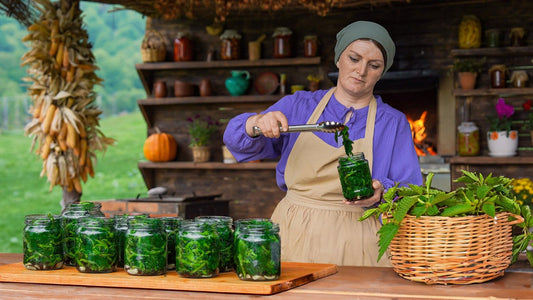 Traditional Azerbaijani Rustic Pies with Wild Nettle and Savory Fillings