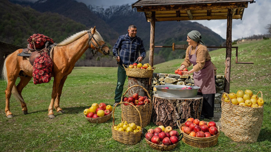 Traditional Azerbaijani Wood-Roasted Duck and Spiced Baked Apples