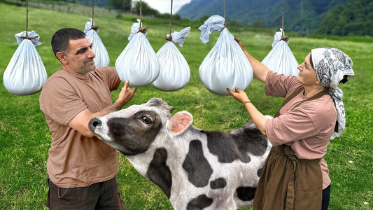 Traditional Caucasian Village Feast: Homemade Cheese, Adjaruli Khachapuri, and Lamb Plov