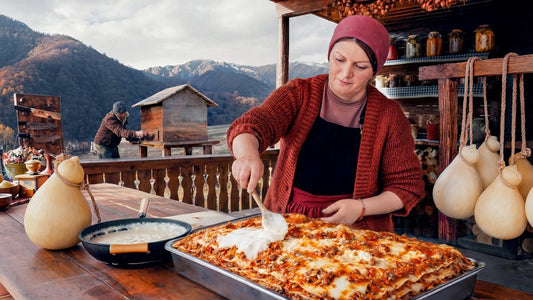 Authentic Azerbaijani Meat Lasagna with Hearth-Melted Village Cheese
