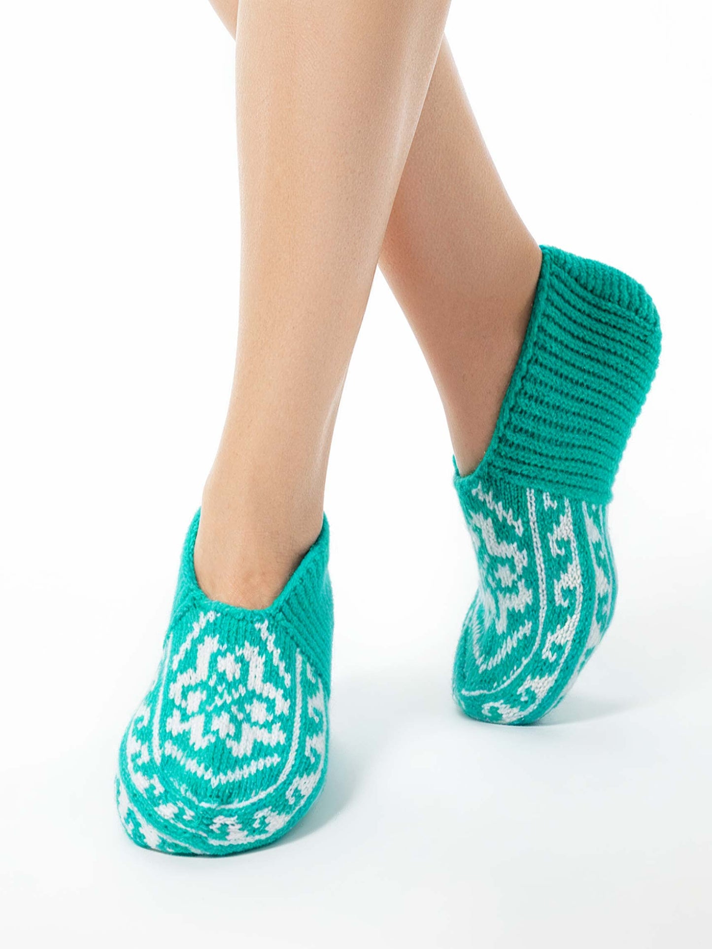 Handmade Socks Turquoise Snowdrop