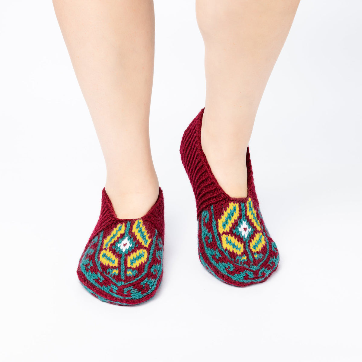 Handmade Socks Dark-Red Mint