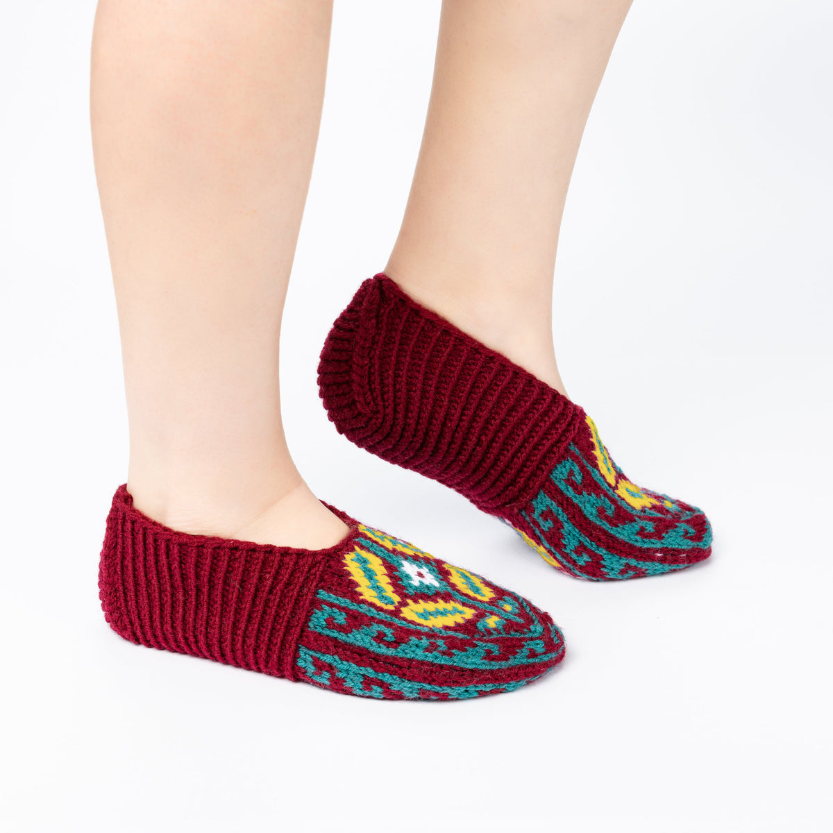 Handmade Socks Dark-Red Mint