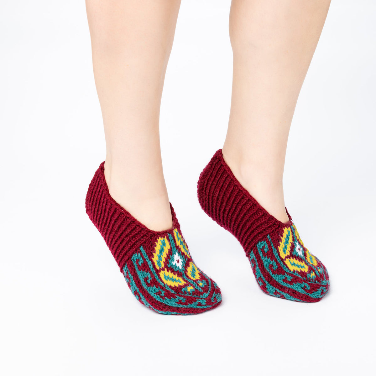 Handmade Socks Dark-Red Mint