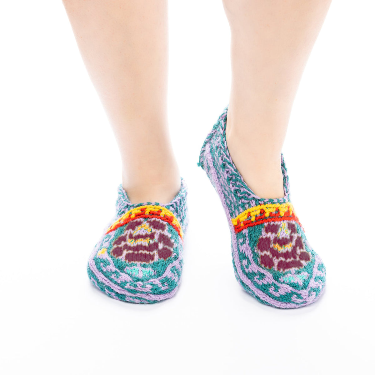 Handmade Socks Green Holiday Cactus