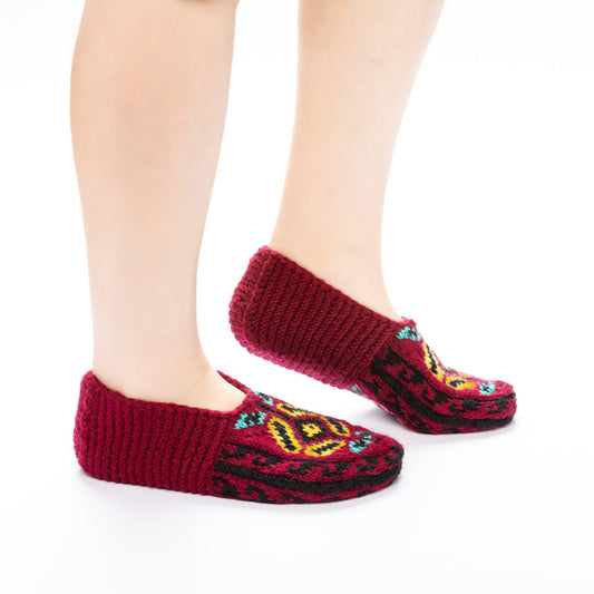Handmade Socks Dark-Red Dandelion
