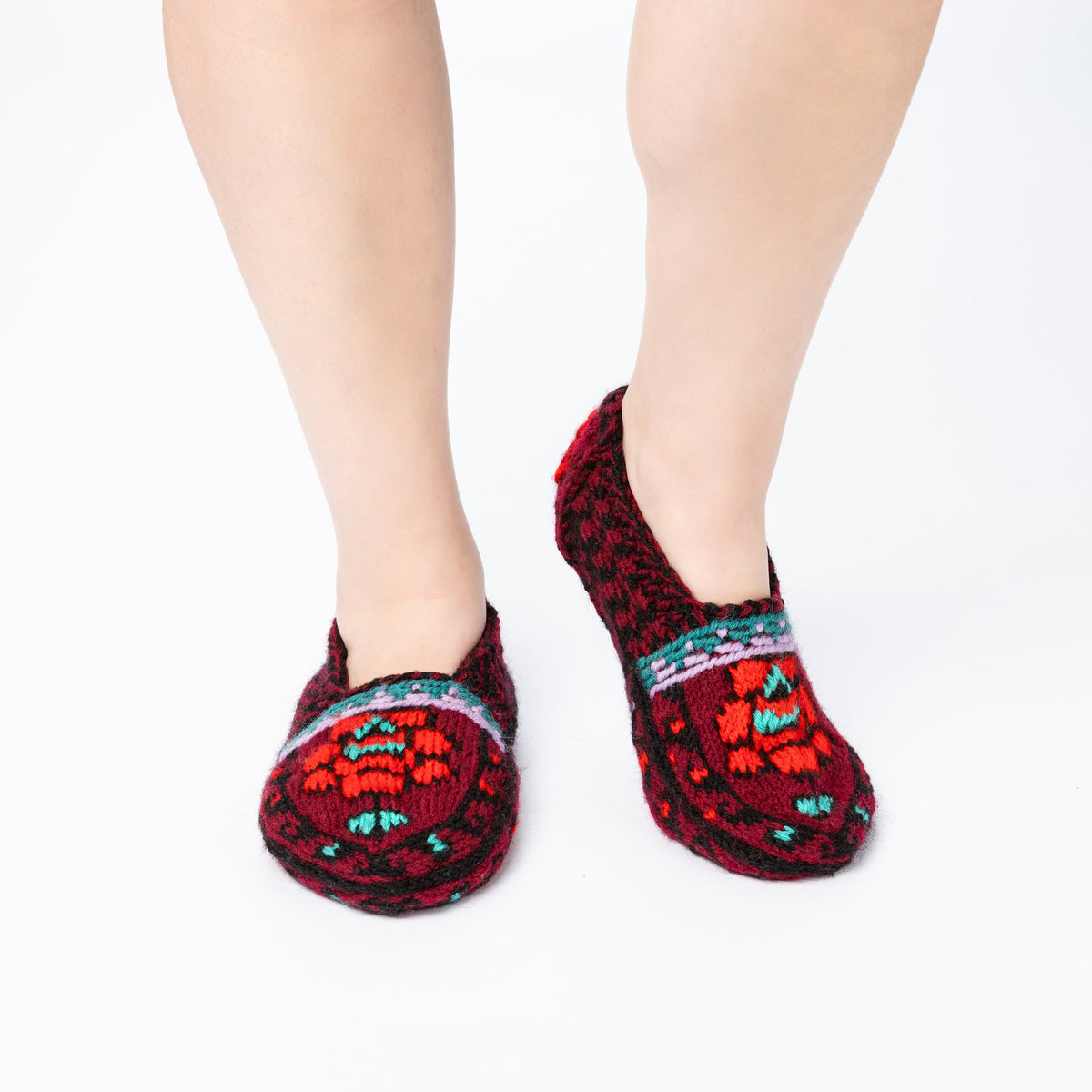 Handmade Socks Dark-Red Rose