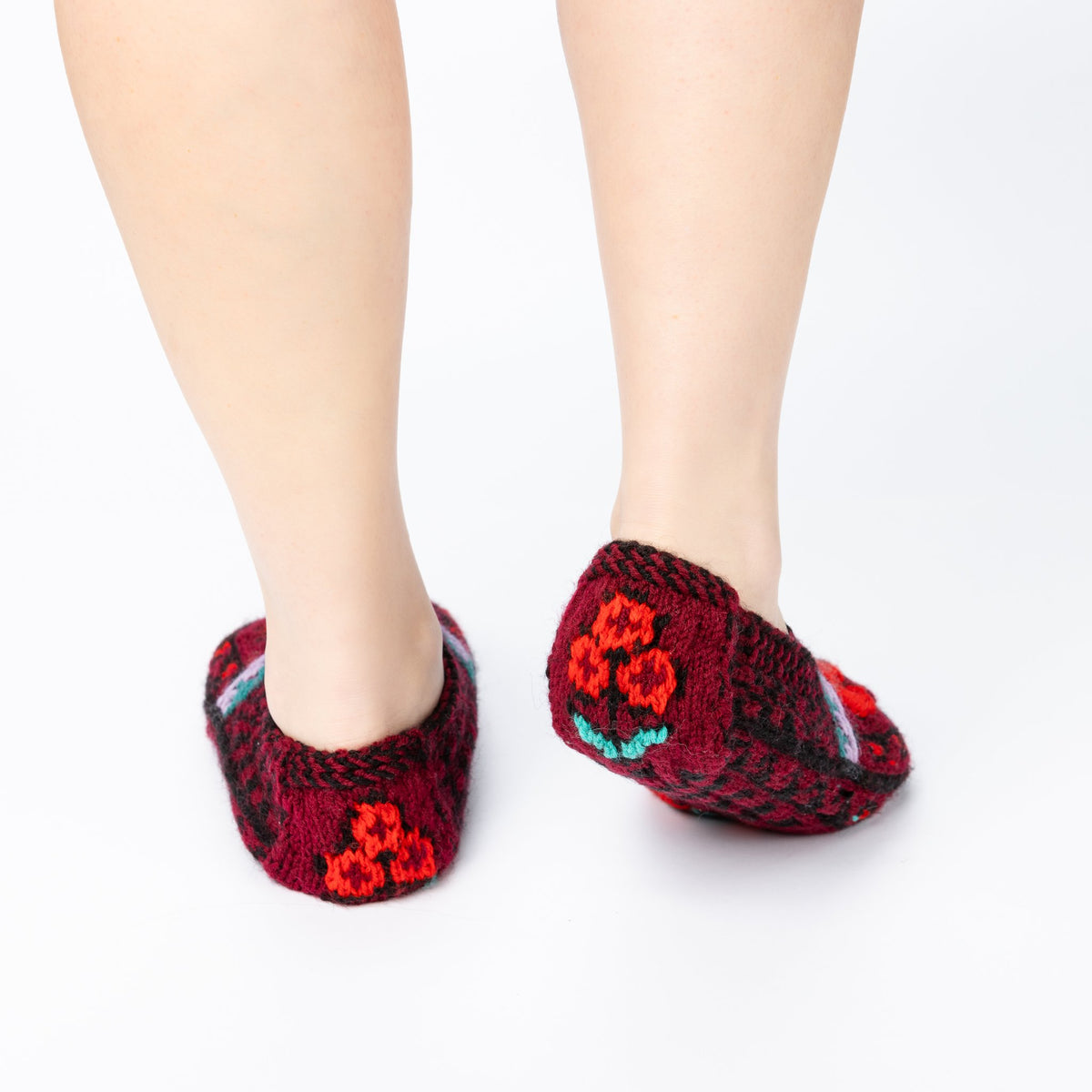 Handmade Socks Dark-Red Rose