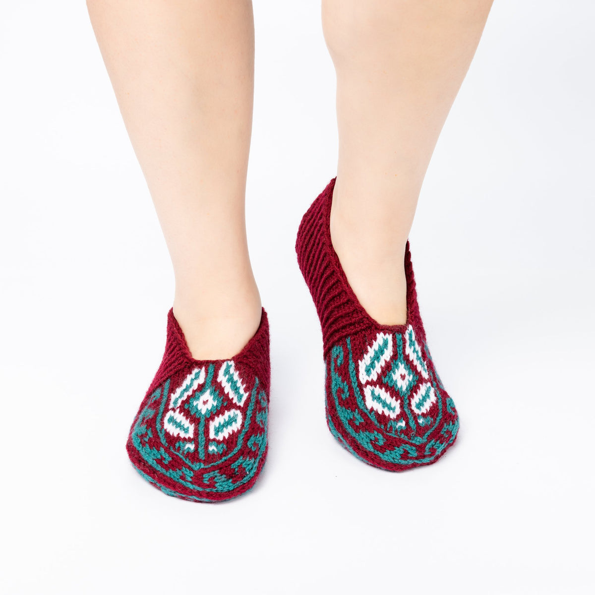 Handmade Socks Dark-Red Mint