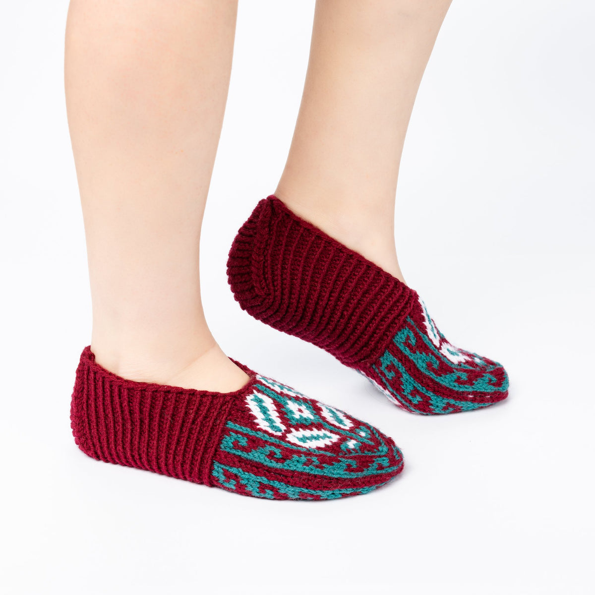 Handmade Socks Dark-Red Mint