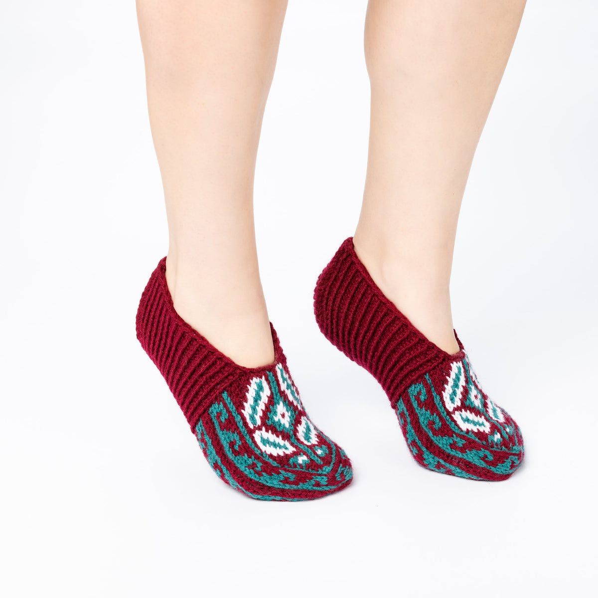 Handmade Socks Dark-Red Mint