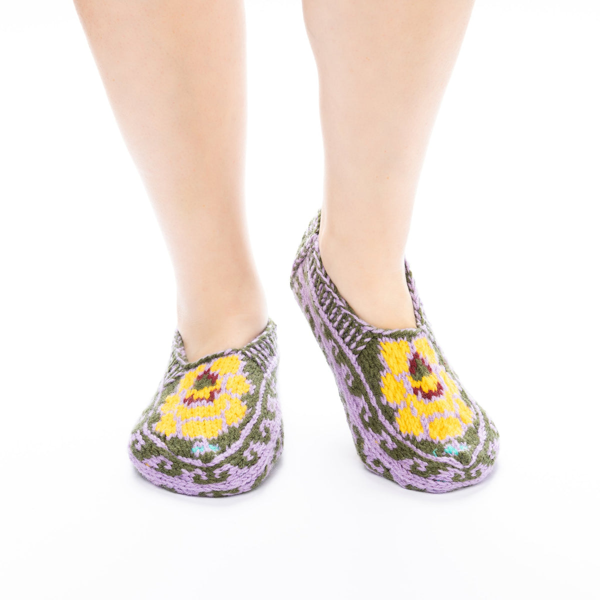 Handmade Socks Green Sunshine Petals