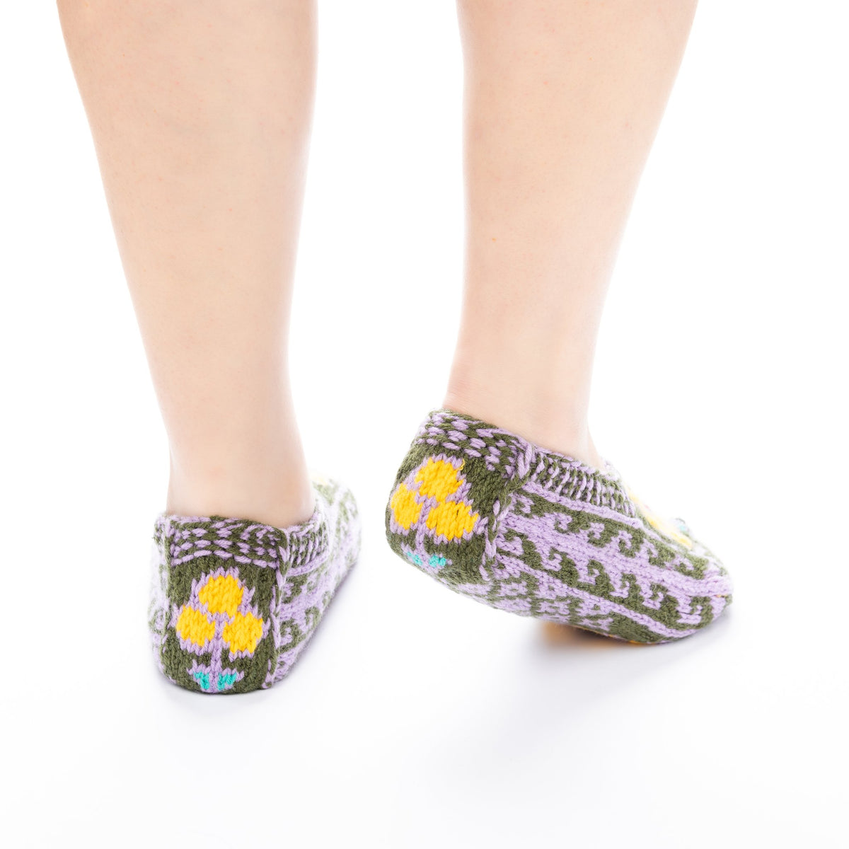 Handmade Socks Green Sunshine Petals