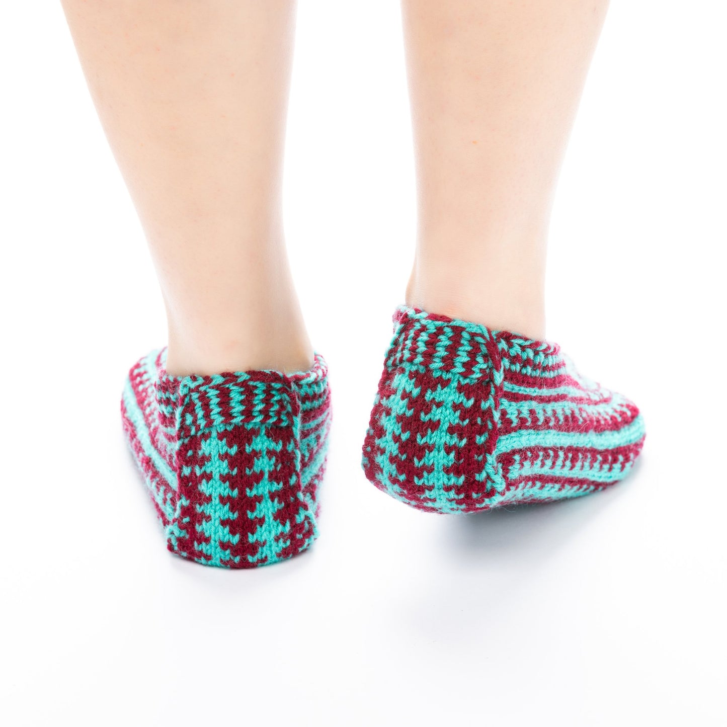 Handmade Socks Red and Turquoise