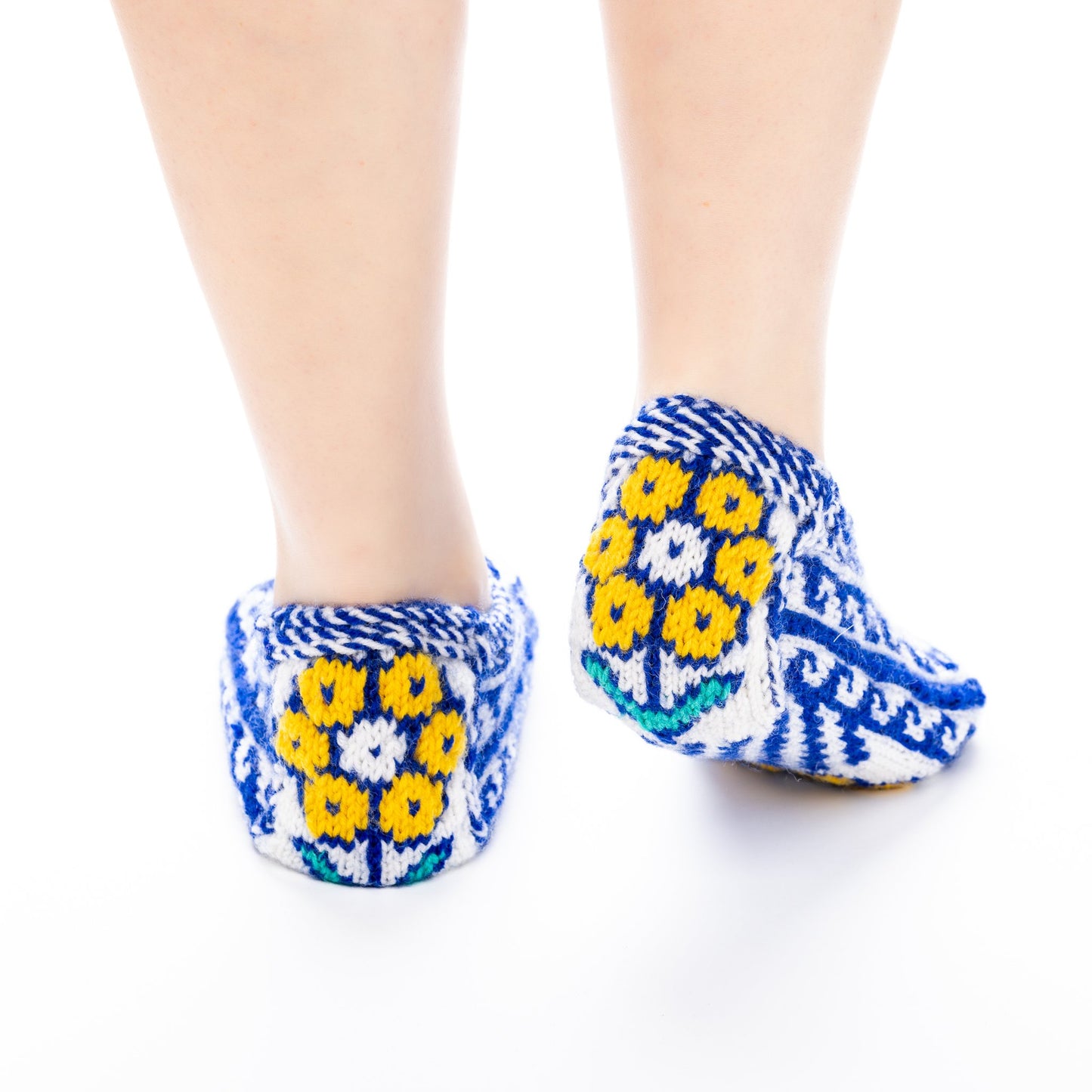 Handmade Socks Blue and White Sunflower