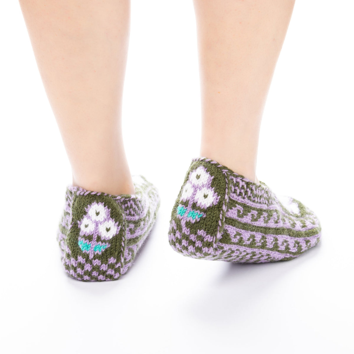 Handmade Socks Dark-Green White Rose