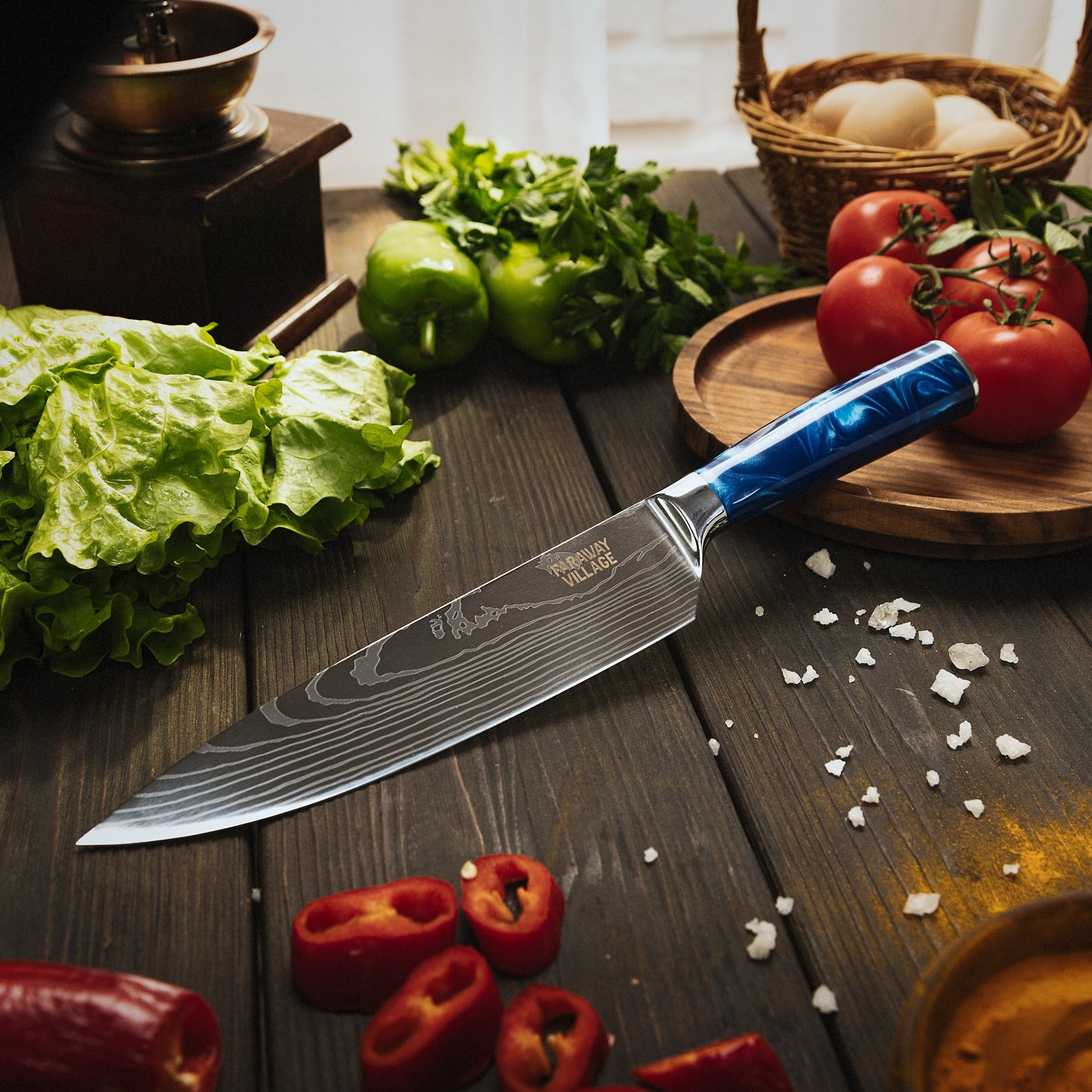 Small Damascus Chef Knife