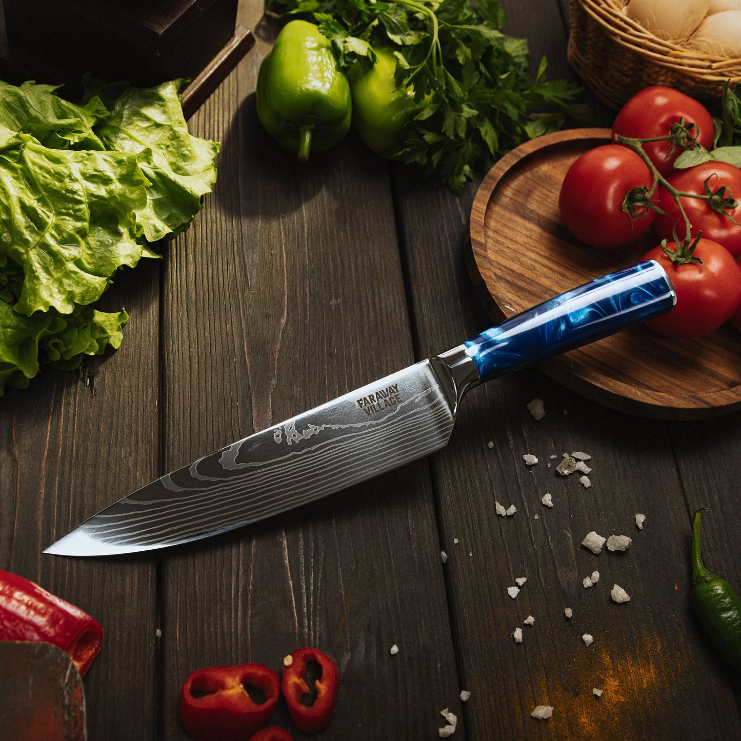 Small Damascus Chef Knife