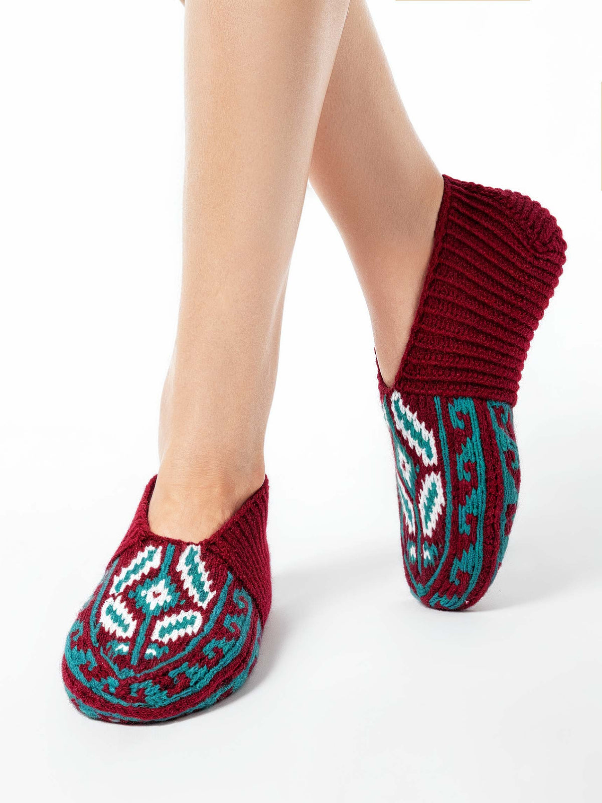 Handmade Socks Dark-Red Mint