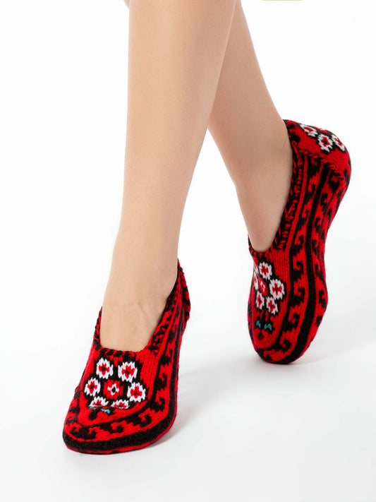 Handmade Socks Scarlet Blossoms