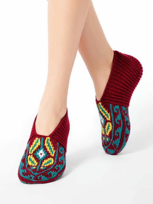 Handmade Socks Dark-Red Mint