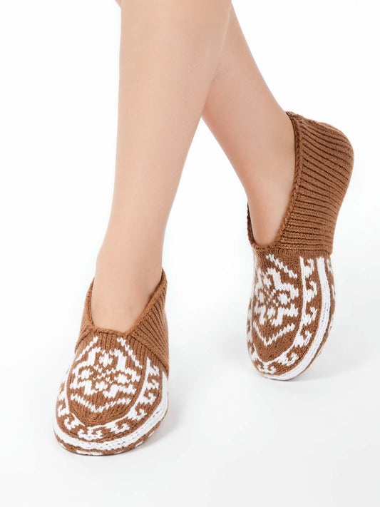 Handmade Socks Light-Brown Snowdrop