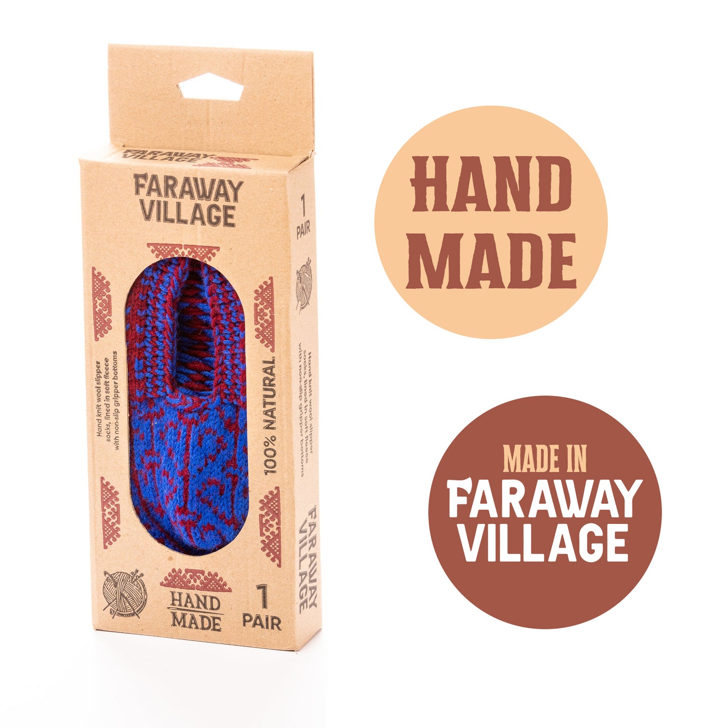 Handmade Socks Red and Blue