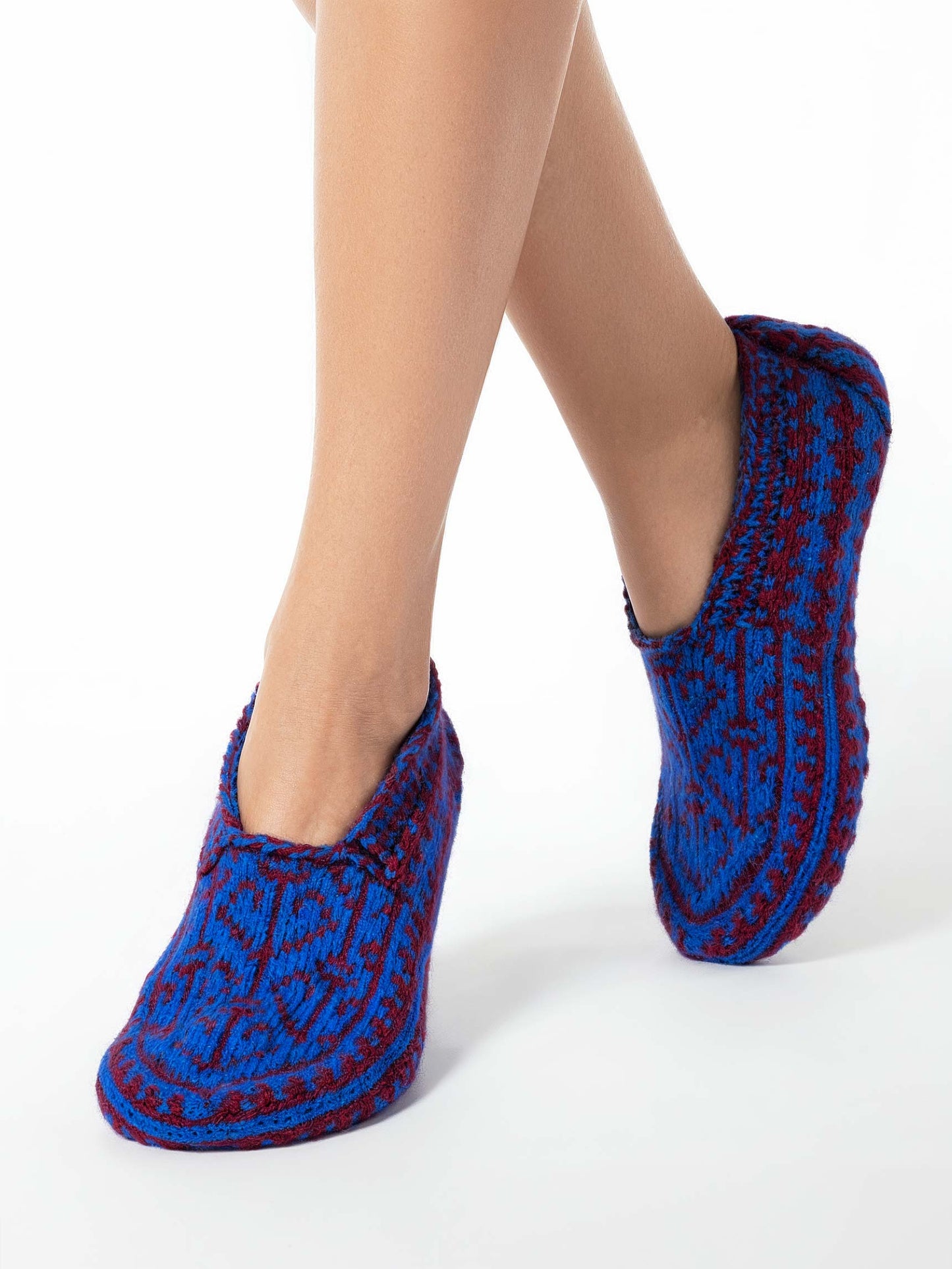 Handmade Socks Red and Blue