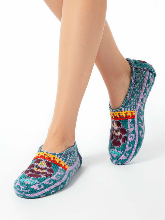 Handmade Socks Green Holiday Cactus