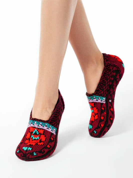 Handmade Socks Dark-Red Rose